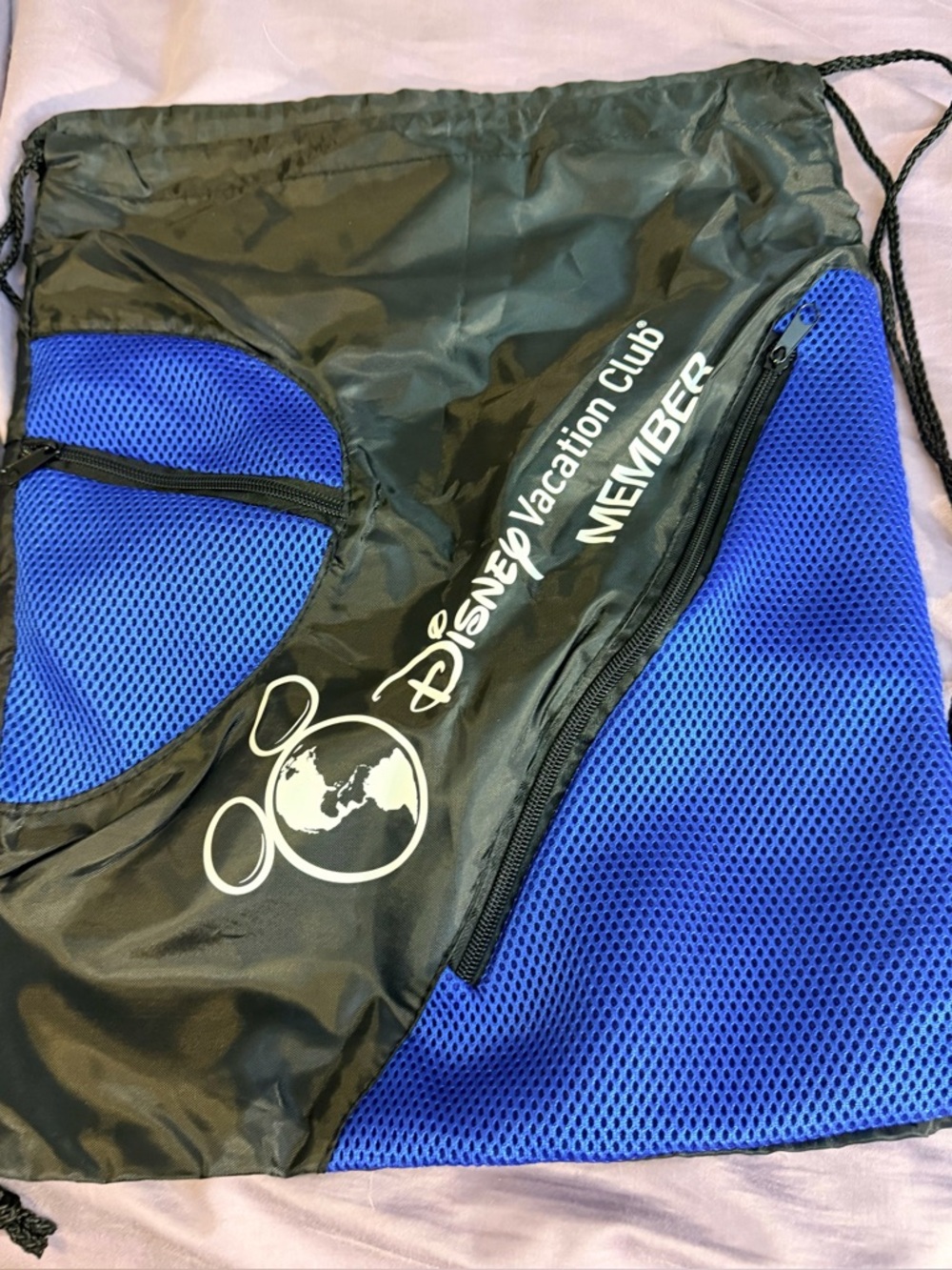 Disney Black & Blue Drawstring Backpack with Member Logo